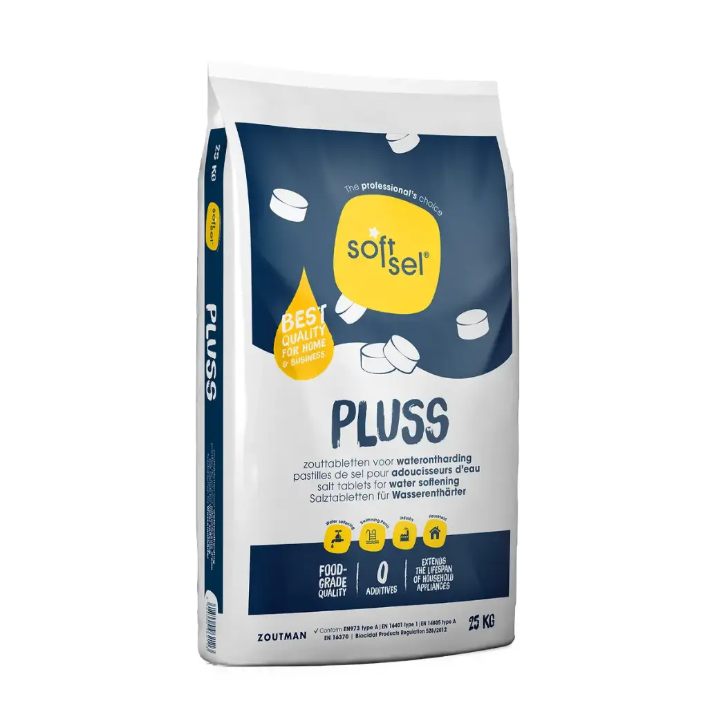 Soft Sel Pluss 25 kg - Pastilles de sel pour adoucisseur d'eau - Électrolyse au sel pour piscine