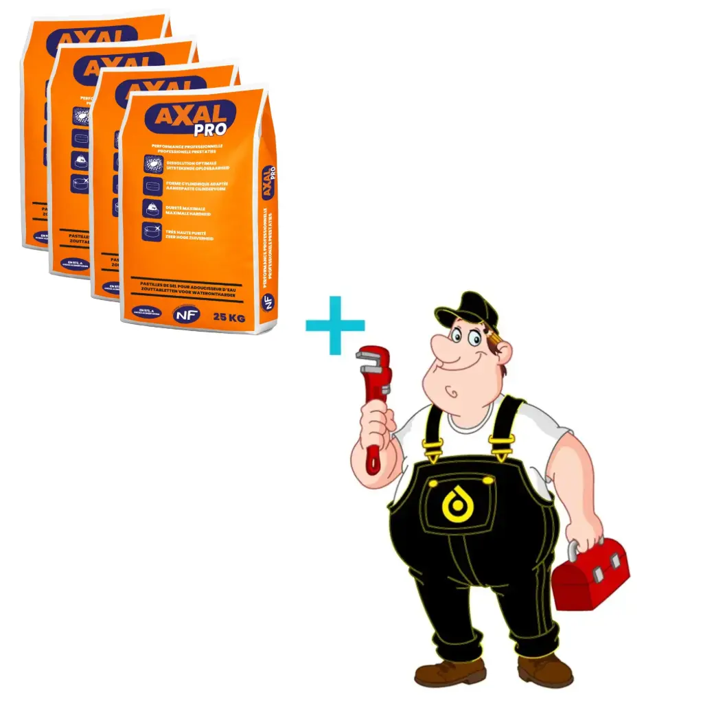 Contrôle de l'appareil + 4 x 25KG AXAL PRO Sel En Pastilles Adoucisseur